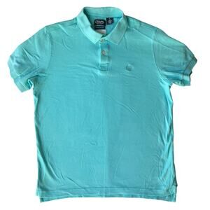 Chaps women Short Sleeve Custom Fit Soft Polo Shirt Size M, Teal Blue